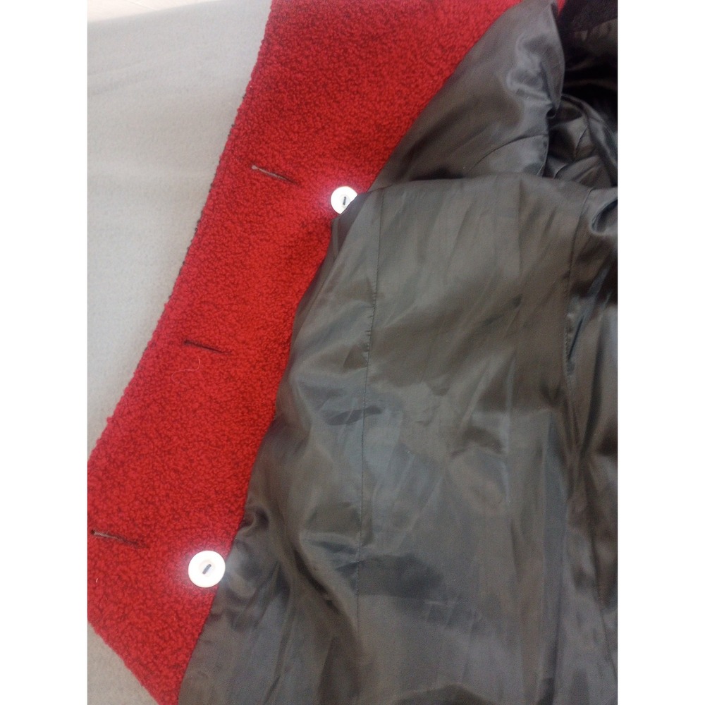 Mark Reed Red Black Statement Wool Trench Dress Jacket Size 12P Lined Old Money - Picture 6 of 13